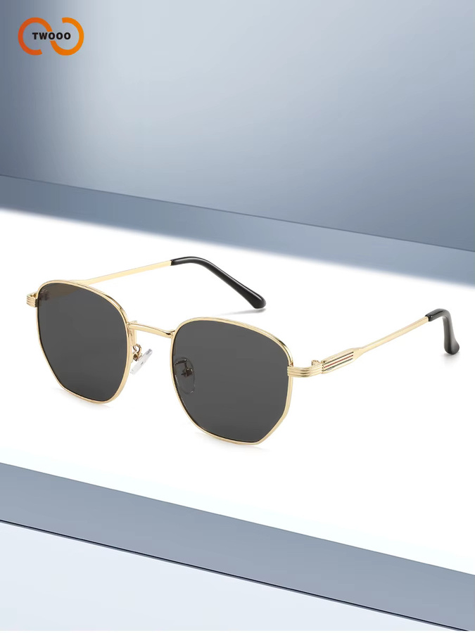 TWOOO Sonnenbrille, hexagonal, Metall, Vollrand, Unisex, gold - Bild 3