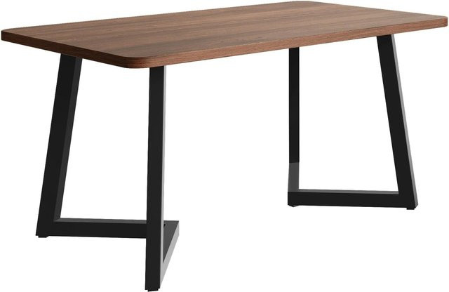 okwish Esstisch in Marmoroptik mit Metallgestell für Esszimmer, Wohnzimmer oder Büro, Farbe: Braun/Schwarz, B/T/H: 117 x 68 x 75 cm - Bild 1