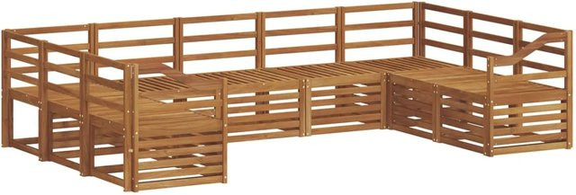 vidaXL Sofagarnitur 9-teilig aus Akazie Massivholz in Natur Braun, U-Form mit Latten-Design - Bild 1