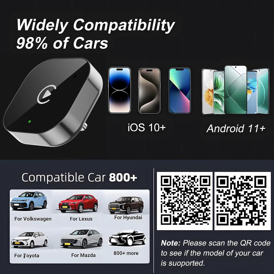 Neelyke Kabelloser CarPlay und Android Auto Adapter mit USB-C Anschluss in Schwarz - Bild 5