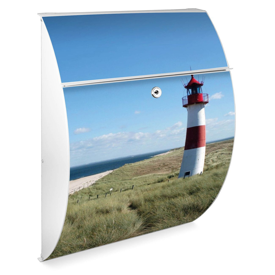 banjado Burg-Wächter Briefkasten Anthrazit mit Leuchtturm-Motiv aus pulverbeschichtetem Stahl, B/H/T: 46,0 x 33,5 x 13,0 cm - Bild 1