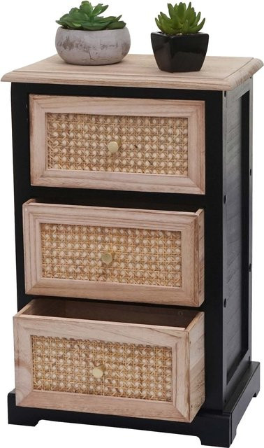 MCW Kommode K87 aus Holz und Rattan in Schwarz und Naturfarben, B/T/H: 63 x 40 x 28 cm - Bild 1