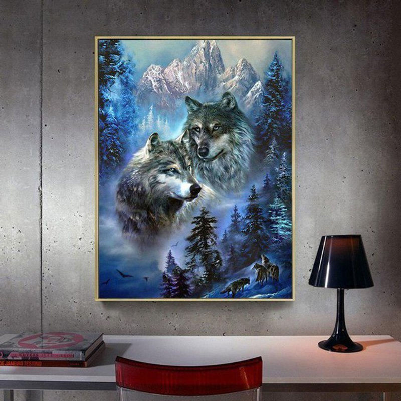 FIYO 5D DIY Diamantmalerei Wolf als Strass-Bild in mehrfarbig, B/H: 20 x 30 cm - Bild 1