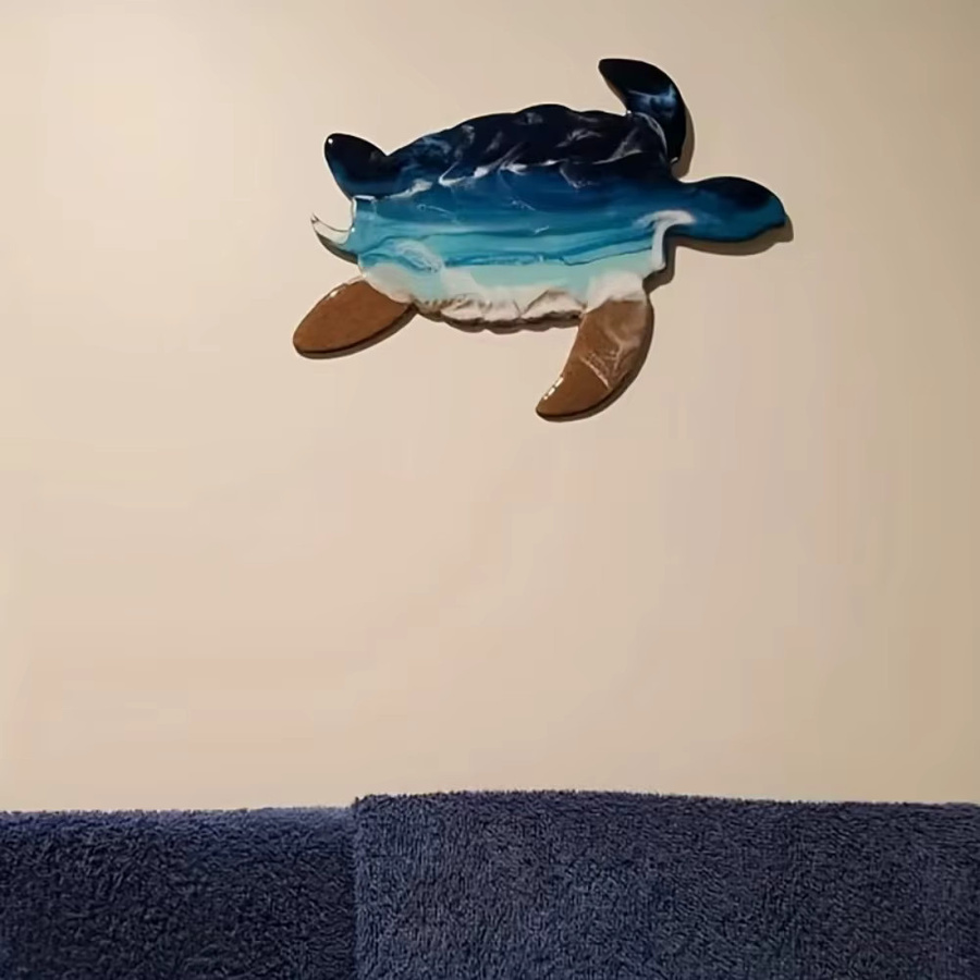 HELLOYOUNG Wanddekoration Meereschildkröte aus Metall in Schwarz und Blau, Maritimes Strand-Wandbild für Wohnzimmer und Kinderzimmer - Bild 3