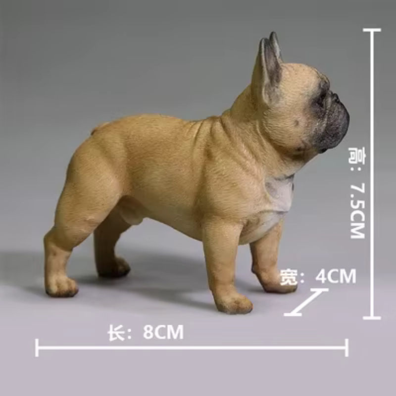 JXK Simulation Französische Bulldogge Modell im Maßstab 1:6, lebensechtes Haustier-Figurenmodell aus Kunstharz, mehrfarbig - Bild 3