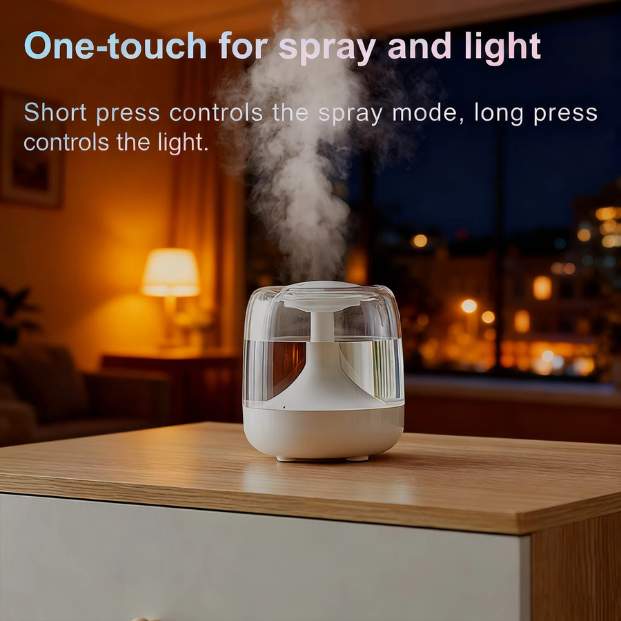 TENGKESi Aroma Diffuser Luftbefeuchter mit Farbwechsel-Beleuchtung und transparentem Wassertank in Weiß - Bild 3