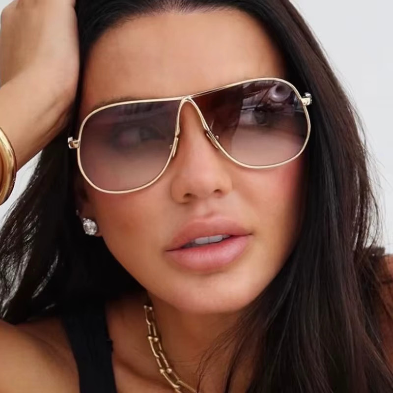 Salutami Sonnenbrille, Vollrand, Rosa, Damen, Metall, Übergroße Farbverlauf-Sonnenbrille - Bild 4