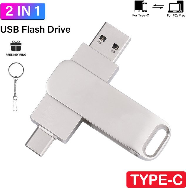 JASTER 2 in 1 USB-Flash-Laufwerk USB-C Memory Stick 128 GB Silber - Bild 1