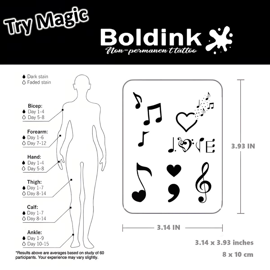 Boldink Temporäres Tattoo, Musik, wasserdicht, semi-permanent - Bild 3