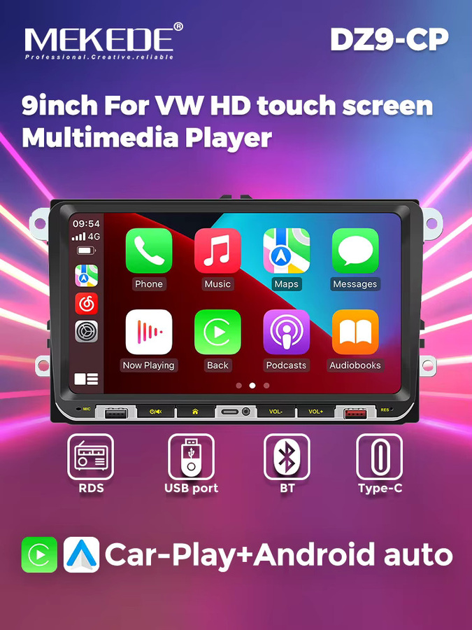 MEKEDE Wireless Carplay MP5 Autoradio mit 9 Zoll Display in Schwarz für Volkswagen Golf 5 6 Polo Passat B6 B7 CC und Skoda Jetta - Bild 6