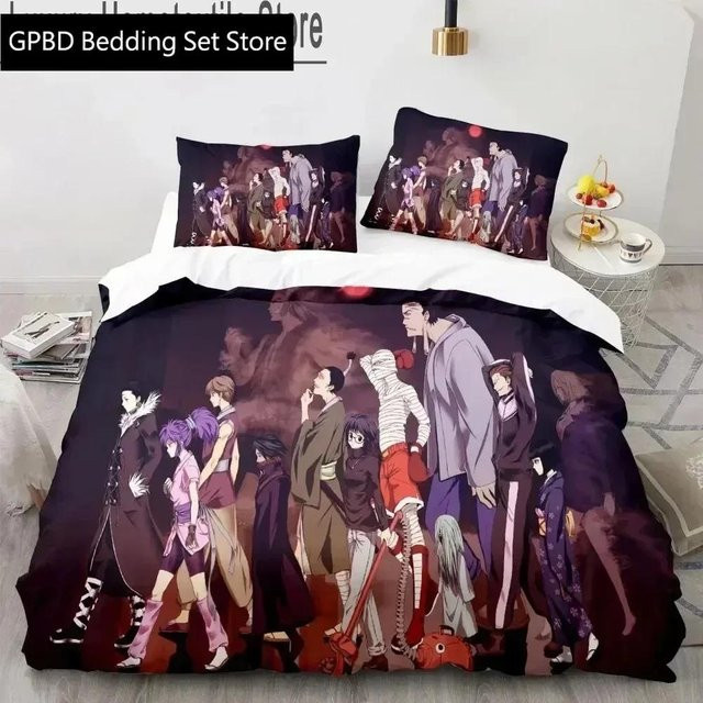 JMG Household Supplies Hunter X Hunter Bettwäsche-Set mit 3D-Anime-Print, Mikrofaser, Mehrfarbig, Bettbezug und 2 Kissenbezüge, B/H: 133 x 70 cm - Bild 1