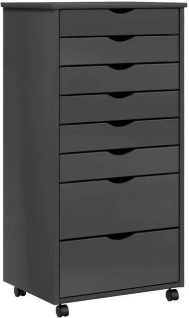 vidaXL Rollschrank MOSS aus massivem Kiefernholz mit Schubladen in Grau, B/T/H: 103 x 39 x 39 cm - Bild 1