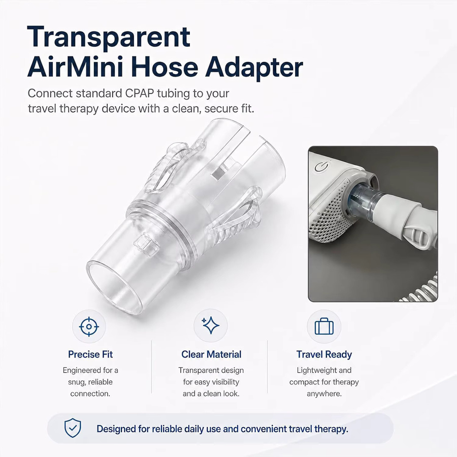 Resmed Airmini-Schlauchadapter transparent – CPAP-Schlauchverbinder für Resmed Airmini-Reisegeräte und Standardmasken - Bild 1