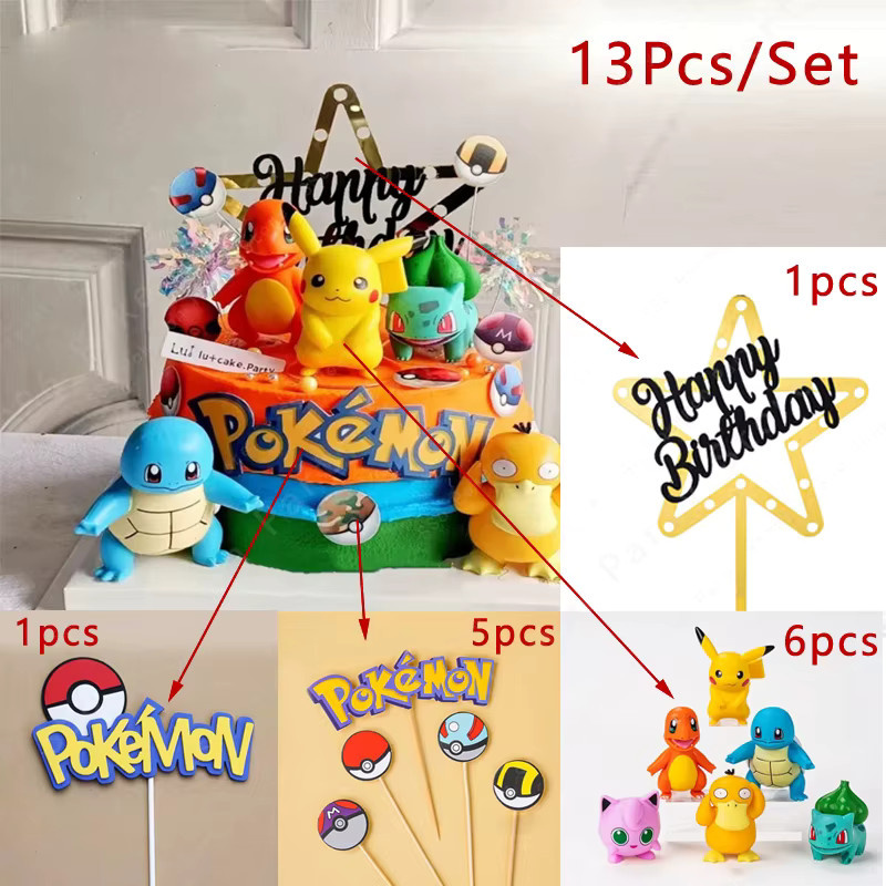 Keeppley Pokemon Tortendekorations-Set, Pikachu Anime-Figur, 13-teiliges Set - Bild 2