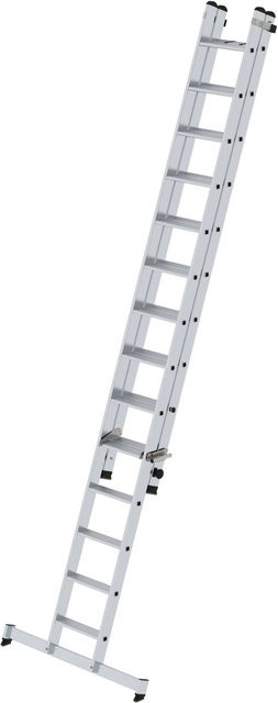 PROREGAL Stufen-Schiebeleiter 2-Teilig mit Traverse in Silber, 1 x 14 & 1 x 10 Stufen - Bild 1