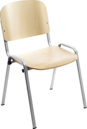 Rocada Besucherstuhl 974VE Grau mit hellen Holzdetails, 4er Set, stapelbar - Bild 1
