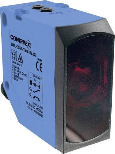 Contrinex Laser-Distanz-Sensor DTL-C55PA-TMS-619-506 in Blau mit einer maximalen Reichweite von 5000 mm, B x H: 23 x 50 mm - Bild 1