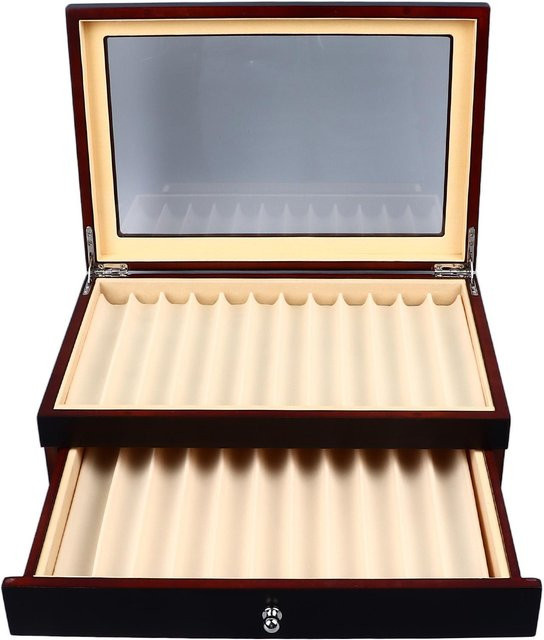 Aimo Stifthalterbox mit 23 Fächern aus Holz in Braun und transparentem Deckel - Bild 1