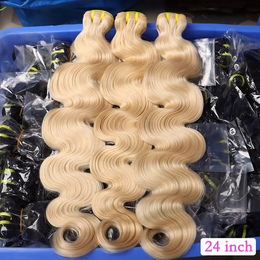 Body Wave Echthaar-Bündel, blond gefärbt, gewellte Virgin-Haarverlängerungen - Bild 2