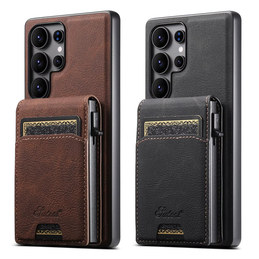 SUTENI Luxus PU Leder Brieftasche Handyhülle mit Magnetischem kabellosem Laden und Kartenfach für Samsung S26 Ultra und Samsung S25 Plus in Schwarz oder Braun - Bild 6