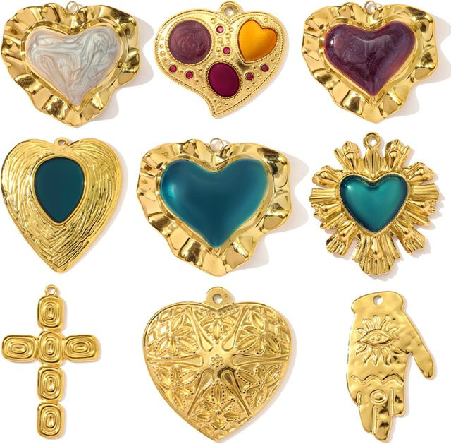 vnistar Anhänger und Ohrring Charme, Edelstahl, Gold, Damen - Bild 1