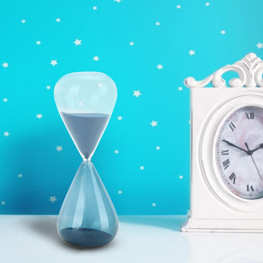 Sanduhr Timer aus Glas in Transparent und Blau von mfySpace, Kegelform als Tischornament, B/H/T: 100 x 40 x 0,3 cm - Bild 2