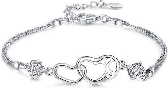 Allbestart Armband, 925 Silber, Herzform, Zirkonia, Damen, Weiß - Bild 1