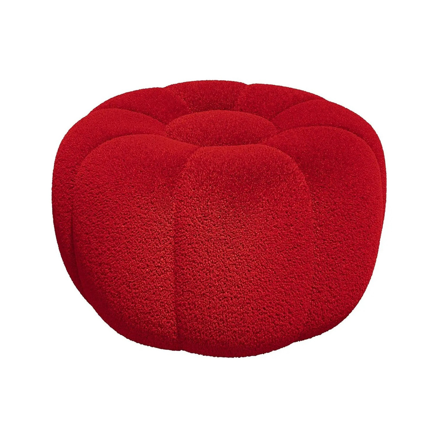 Vente-unique Sitzhocker Delpoda in Rot mit Blumen-Design aus Bouclé-Stoff, Höhe: 65 cm - Bild 2