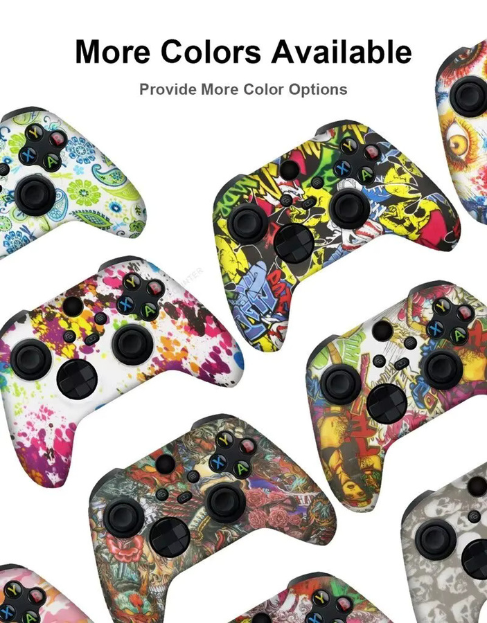 TECTINTER Silikonhülle für Xbox Series X/S Controller mit Daumengriffen und Joystick-Kappen in Schwarz und Multicolour - Bild 3