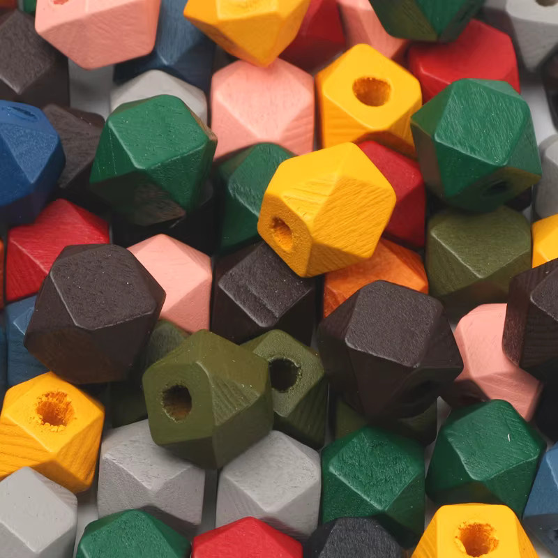 Laudsong Holzperlen, achteckige geometrische Würfel, gemischte Farben - Bild 4