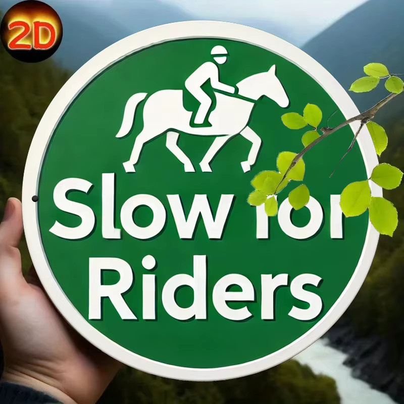 Potdemiel Rider Priority Slow Down-Schild aus Metall in Grün im Vintage-Design, B/B/H: 20,32 x 20,32 x 20,32 cm - Bild 3