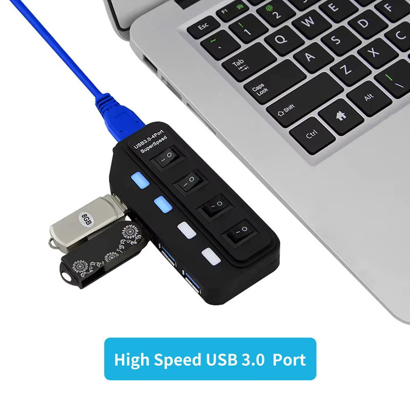 IPUMYNO Switch Extension Hub 4-Port USB 3.0 Splitter in Schwarz - Bild 2