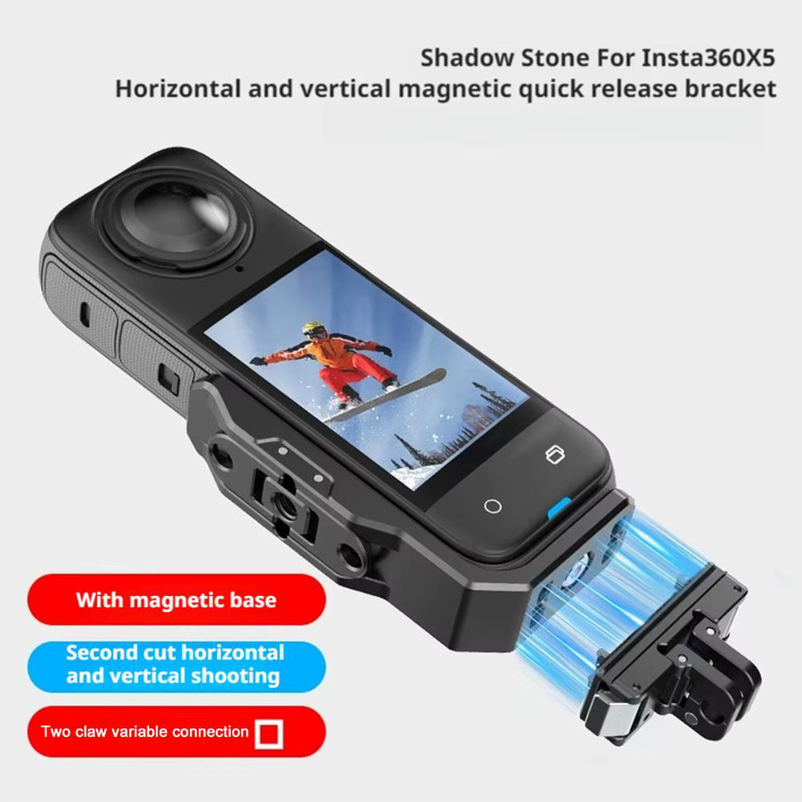 Insta360 Magnetischer Halterungsadapter L-förmig für Insta360X5 und Insta360X4 in Schwarz für horizontale und vertikale Aufnahmen - Bild 4