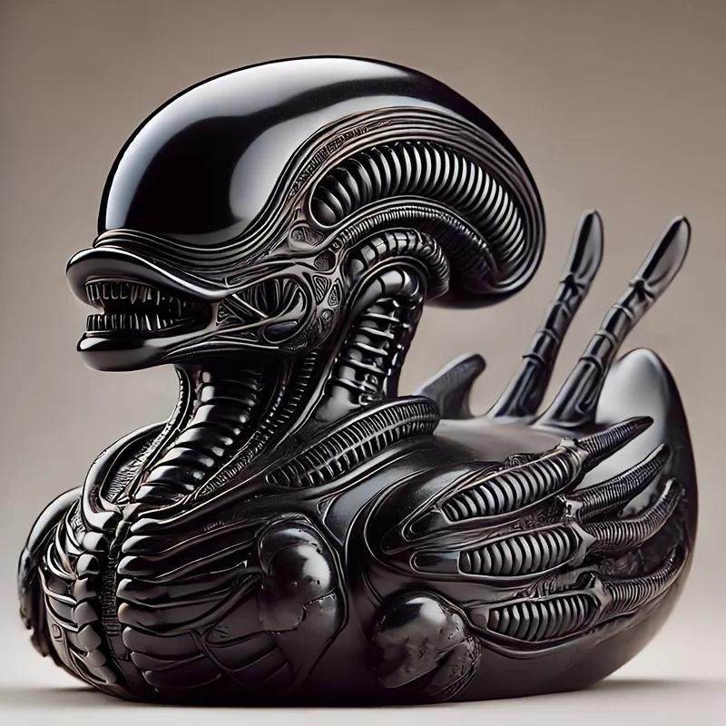 LZJV Skurrile Alien-Ente als Tisch-Ornament aus Harz in Schwarz - Bild 3
