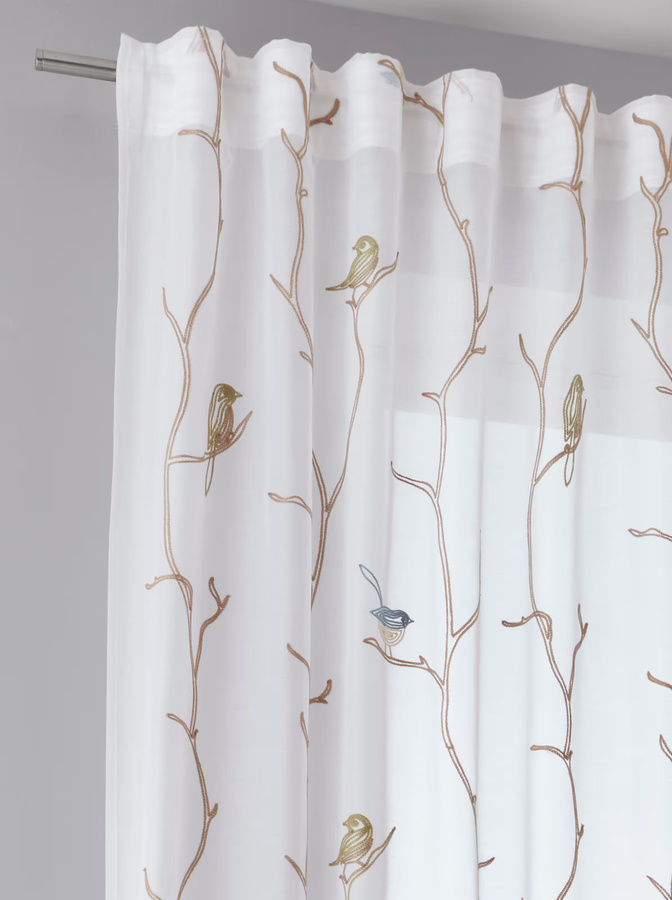 Heine Home Dekostore mit floralen Vogel-Motiven in Weiß und Multicolour, semi-transparent, 100% Polyester - Bild 2