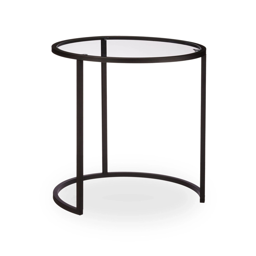 Relaxdays Beistelltisch 2er Set modern in Schwarz aus Stahl und gehärtetem Glas, Durchmesser: 50,5 cm - Bild 2