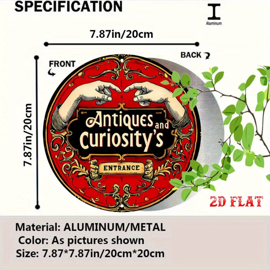 Vintage Runde Aluminium-Wandkunst von CIFBUY in Rot als Antike Plakette zur Heimdekoration, Durchmesser: 20 cm - Bild 2