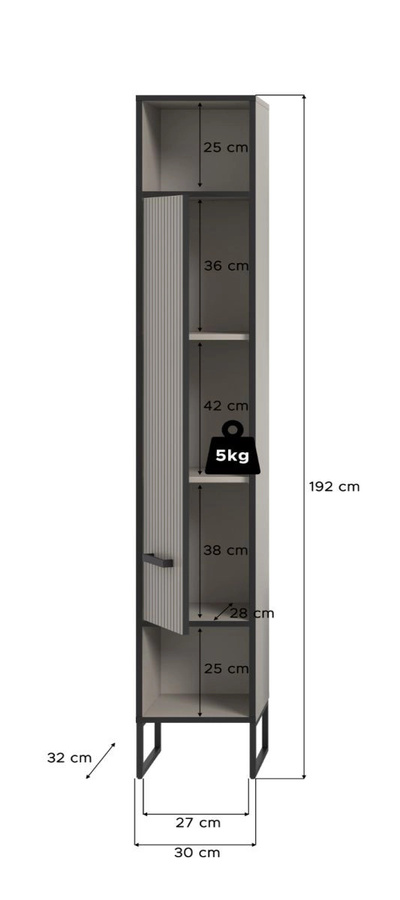 Inn.Furn Badezimmer Hochschrank Scana in Sand, B/T/H: 30 x 1 cm x 192 cm - Bild 6