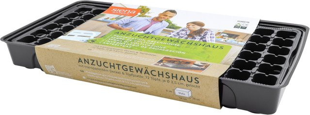 SIENA GARDEN Anzuchtgewächshaus XL inklusive Topfplatte in Schwarz und Transparent - Bild 1