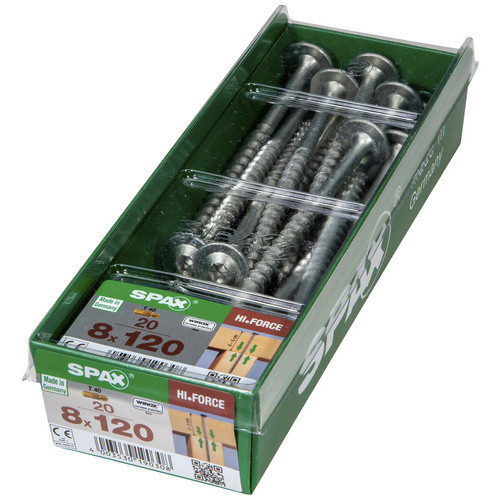 Spax Tellerkopfschraube Torx aus Stahl in Silber, 20 Stück, Durchmesser: 8 mm, Länge: 120 mm - Bild 3