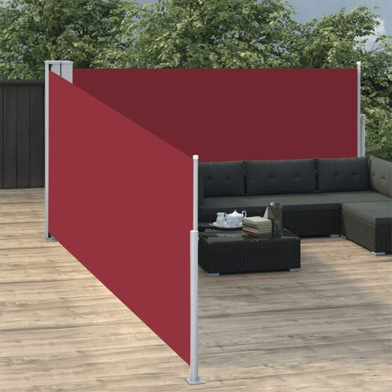 Ausziehbare Seitenmarkise von Vidaxl in Rot mit Polyester und Aluminium, Breite: 1000 cm, Höhe: 100 cm - Bild 1