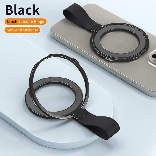 Bonnie 2 MagSafe Magnetischer Ring-Telefonhalter mit drehbarem Ständer aus Silikon und Legierung für iPhone 15 14 13 12 in Grau - Bild 1