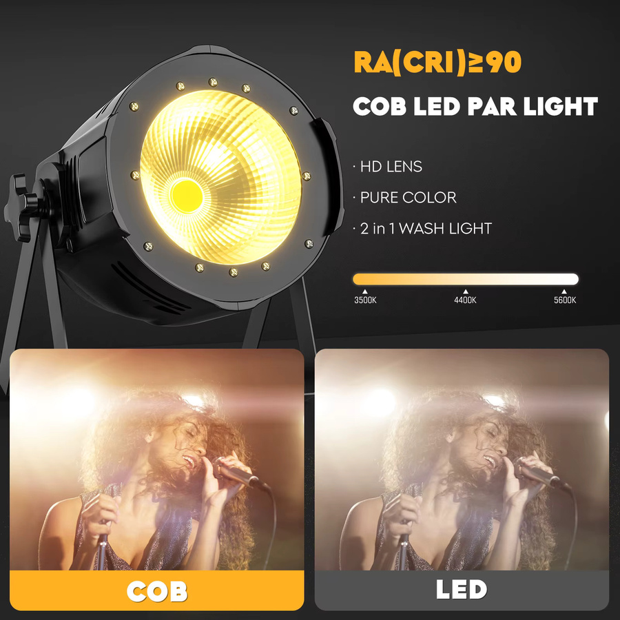 U'King 2er-Set 100W COB LED Par Licht aus Aluminium mit DMX-Steuerung in Warmweiß und Kaltweiß für DJ, Konzert und Party - Bild 4