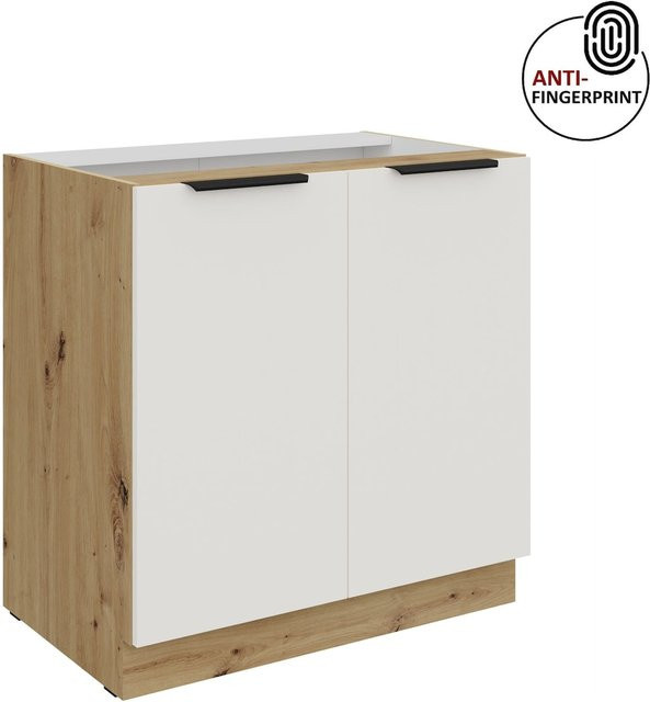 Küchenunterschrank ARIA Weiss ultra matt Anti Fingerprint mit Einlegeboden Breite: 80 cm - Bild 1