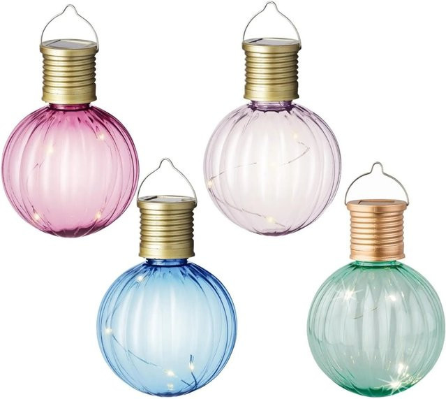 Marelida LED Solar Kugelleuchte Set für Garten Terrasse und Balkon in Blau, Grün und Bunt - Bild 1