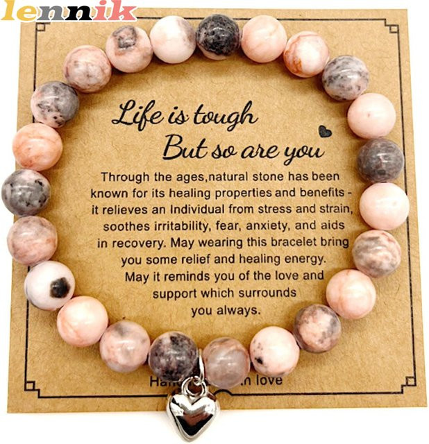 LENNIK Freundschaftsperlenarmband, rosa, Perle, Unisex - Bild 1