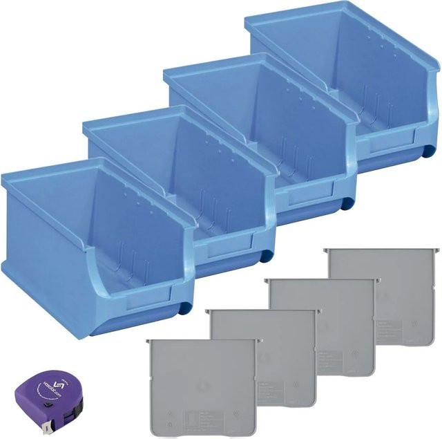 vasalat Set Stapelboxen Größe 3 Blau mit Trennsteg, 4 Stück, B/T/H: 23,5 x 15,0 x 12,5 cm - Bild 1