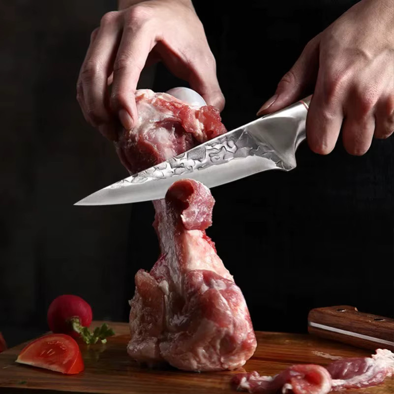 GuanQi Ausbeinmesser mit Holzgriff und Schutzhülle für Fleisch, BBQ und Küche - Bild 3