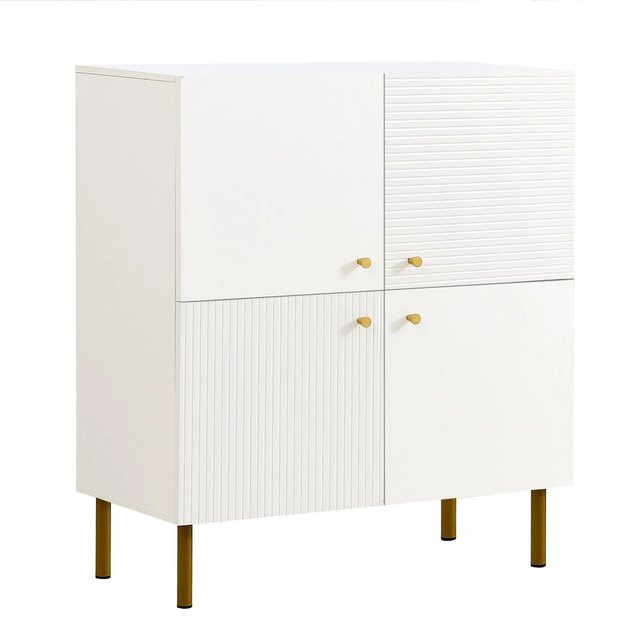 Merax Sideboard Weiß in modernem Design aus MDF mit Metallbeinen und Goldgriffen, B/T/H: 90 x 36 x 21,7 cm - Bild 1