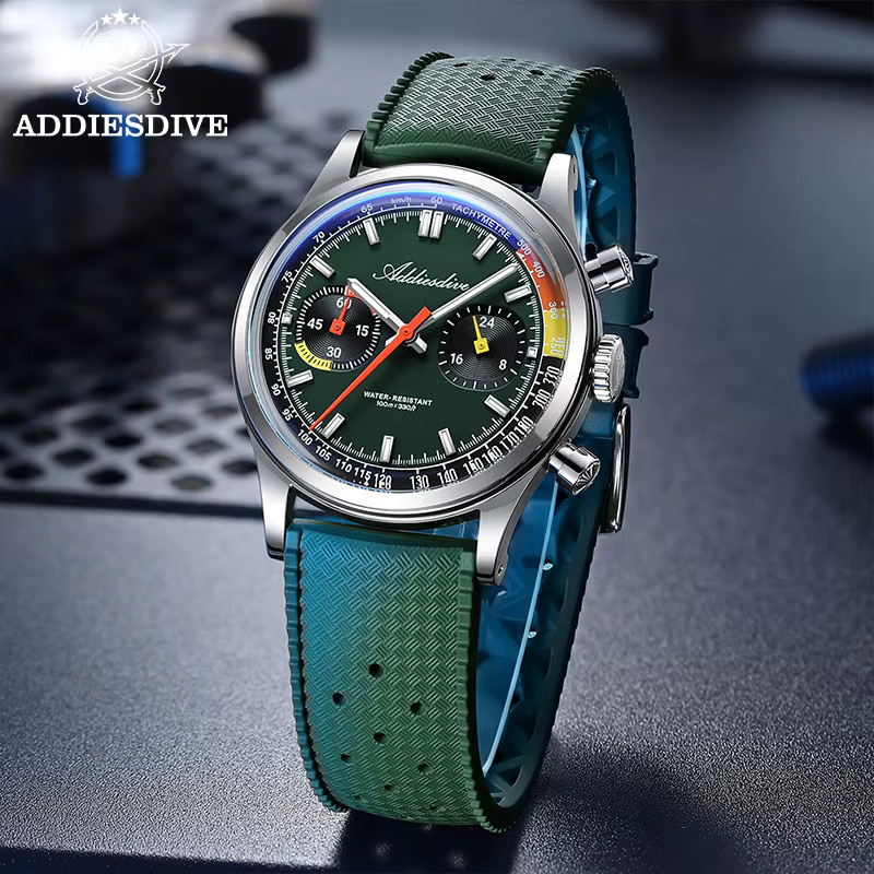 ADDIESDIVE Chronograph, Quarz, Edelstahl, 38 mm, Herren, Blau - Bild 3